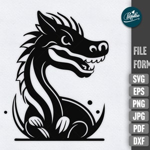 Dragon SVG, Happy Chinese dragon SVG, high-quality, cute dragon cut file, Silhouette, Cricut, plotterfile, Dragon clip art instant download