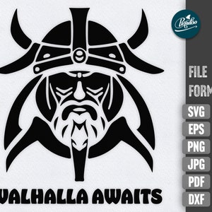 Viking SVG design Valhalla T-Shirt design for him, viking clipart, instant download viking head SVG cut file for cricut and silhouette