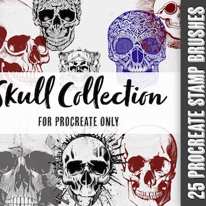 Procreate brushes set of 25 procreate stamp brushes instant download Procreate brushset skull brushes