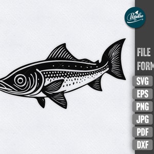 Peixe SVG, clipart de vetor de peixe lúcio fofo, arquivo de corte de peixe para plotter Silhouette e Cricut, download digital