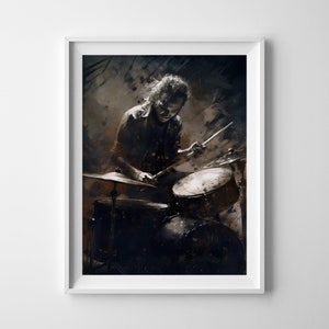 Drummer's Delight-målning | Trummor | Musik | Band | Rock | Kultur | Studio | Väggkonst | Heminredning | Utskrivbar affisch | Digital nedladdning