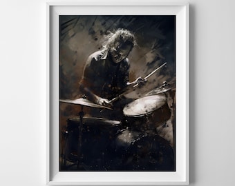 Drummer's Delight Painting | Drums | Music | Band | Rock | Culture | Studio | Wall Art | Home Decor | Printable Poster | Digital Download