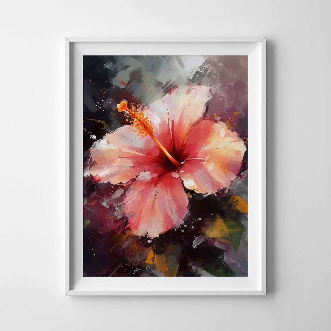 Abstract Hibiscus Flower Painting Wall Art Floral Flower Botanical Home