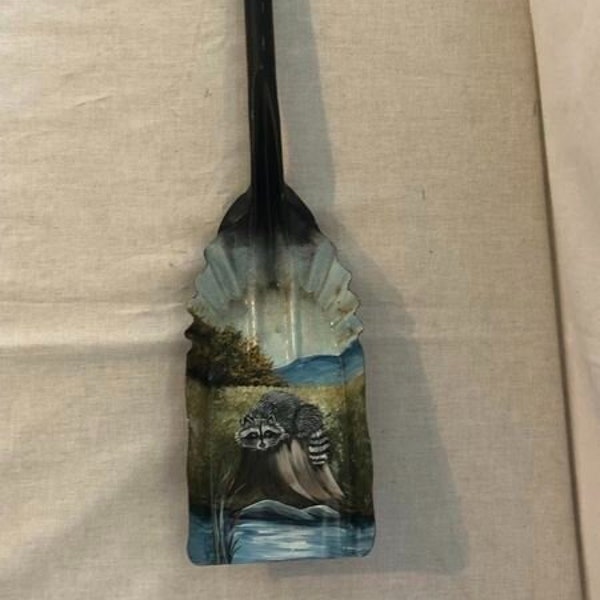 Decorative Fireplace Shovel W/ Racoon Painting