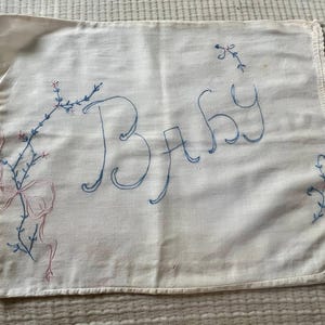 Vintage Hand Embroidered Baby Pillowcase