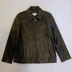 o*o様 【80s】Liz Claiborne leather jacket Liz Claiborne Full Zip Leather Jacket Women's Black - Small￼ | eBay