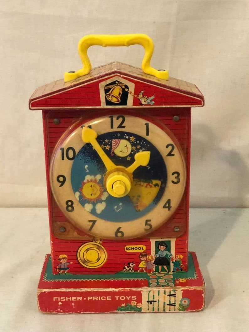Antique 19621968 Fisher Price Musical Tick Tock Teaching Music Clock