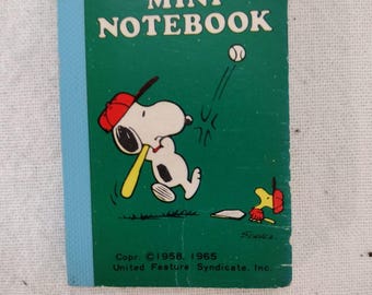 Vintage Peanuts Baseball Snoopy and Woodstock Mini Notebook