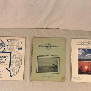 Vintage Lot of 3 Kankakee County IL  Will County IL Land Atlas & Plat Book