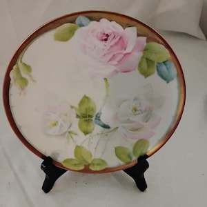 Bavarian China Hand Painted Roses Decorative Plate