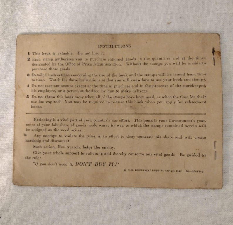 LOT OF 4 Vintage 1942 W W Ll War Ration Books. - Etsy