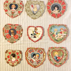 Lot of 9 Antique Memorabilia Whitney 1920's,1930's 3.75" Valentine Cards