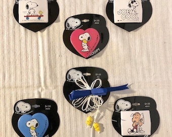 NWT Vintage Snoopy Hair Clips Lot of 6