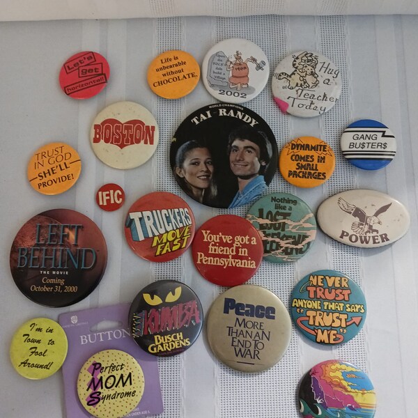 Variety Mix Bag of 65 Pinback Buttons