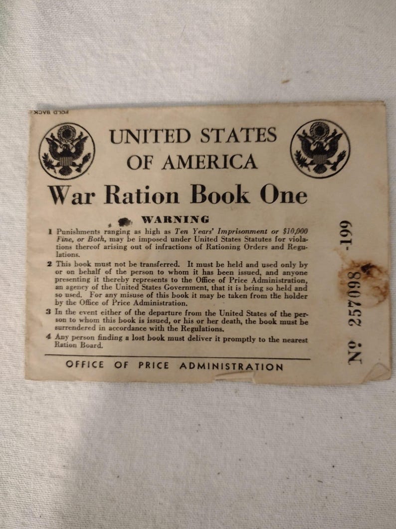 LOT OF 4 Vintage 1942 W W Ll War Ration Books. - Etsy