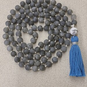 Hand knotted 108 bead mala. Labradorite