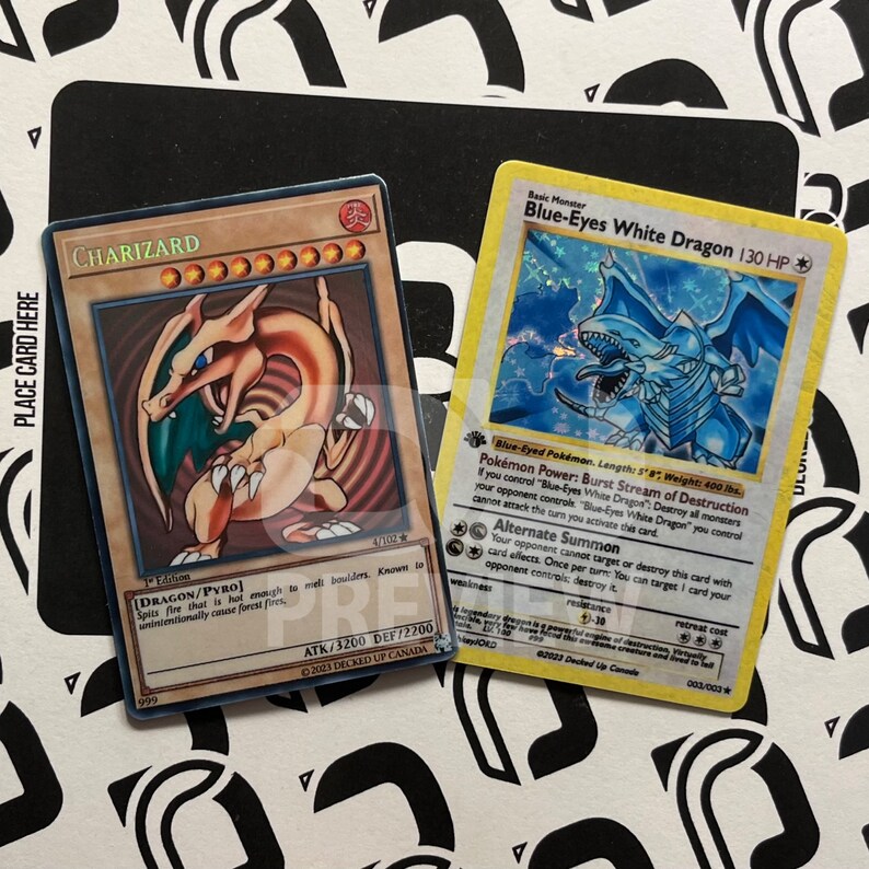 Blueeyes White Dragon & Charizard Swapped Art Style Custom Cards Etsy