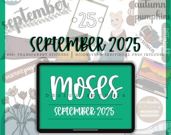 September 2025 | 485+ Digital Stickers | Goodnotes | Noteful | Digital Planning