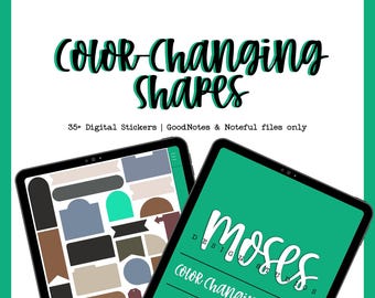 Color-Changing Shapes | 35+ Digital Stickers | GoodNotes and Noteful