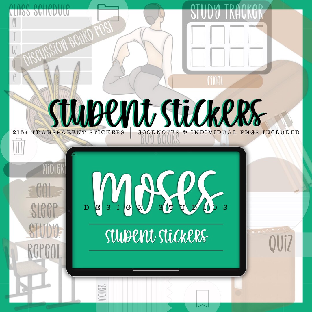 215+ Student Digital Stickers: Planner, Goodnotes, Noteful (PDF File ...