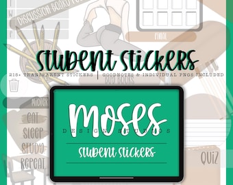 215+ Student Digital Stickers: Planner, Goodnotes, Noteful (PDF File)