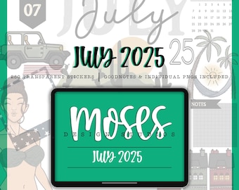July 2025 | 280 Digital Stickers | GoodNotes | Noteful | Individual PNG Stickers