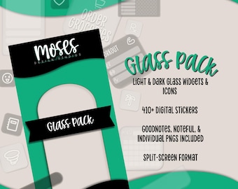 Glass Digital Stickers for GoodNotes | 410+ Minimal iPad Planner Stickers | Light & Dark Transparent Widgets | Noteful | GoodNotes