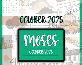 October Digital Planner Stickers: 550+ PNGs for Goodnotes, Noteful (PDF)