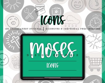 Digital Icons Stickers: GoodNotes, Noteful, Digital Planning (PNG, PDF Files)