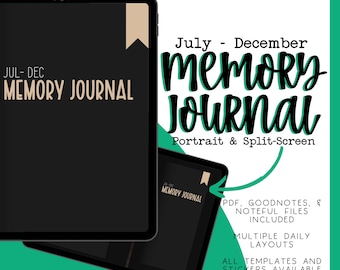 July–December Digital Memory Journal | Portrait + Split-Screen | Daily Pages + Stickers Included