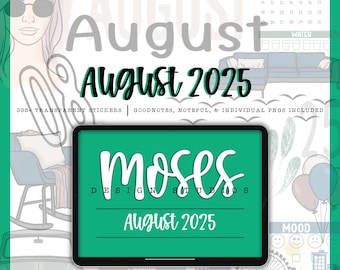 August 2025 | 305+ Digital Stickers | GoodNotes | Noteful