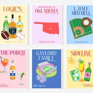 Cute University of Oklahoma Prints - Digital Download - SET OF 6
