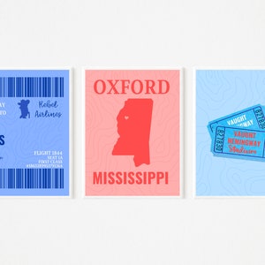Ole Miss - University of Mississippi Preppy Digital Prints - SET OF 3