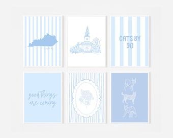 Conjunto de Arte de Parede da Universidade de Kentucky | Decoração Azul Estilo Preppy para Dormitório (Download Digital)