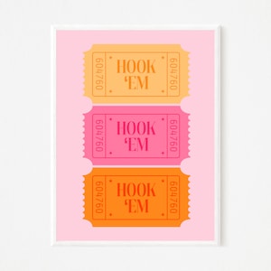 Impresión digital preppy en color ROSA y NARANJA de la Universidad de Texas - Entradas