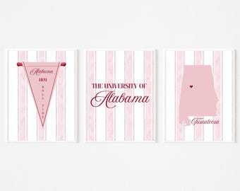 University of Alabama - Stripes and Pennant - SET of 3