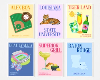 Louisiana State University - Preppy Digital Prints - V.1 - SET OF 6