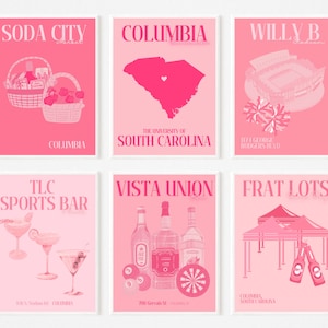 University of South Carolina - PINK Preppy Digital Prints - SET OF 6