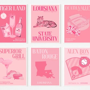Louisiana State University - PINK Preppy Digital Prints - SET OF 6