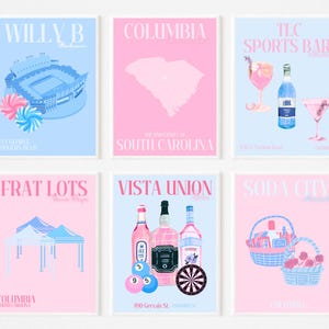 Blue & Pink South Carolina USC - 6 Digital Prints - Digital Download