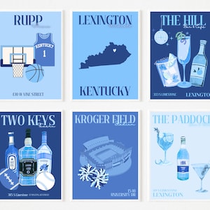 BLUE University of Kentucky - Cute Digital Prints - SET OF 6