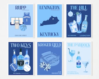 BLUE University of Kentucky - Cute Digital Prints - SET OF 6