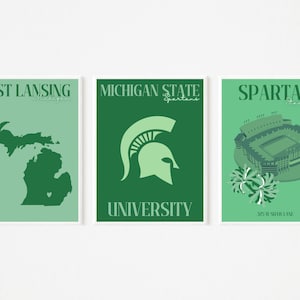 Impresiones digitales del estado de Michigan - Colores escolares - CONJUNTO DE 3