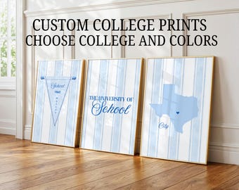 Impressões digitais personalizadas para faculdade - Listras e flâmulas - CONJUNTO DE 3