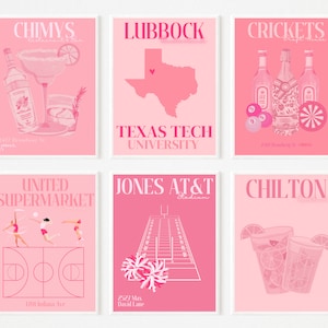 Texas Tech University - PINK Preppy Digital Prints - SET OF 6