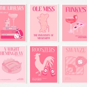 Not Updated Ole Miss - University of Mississippi PINK Preppy Digital Prints - V.1 - SET OF 6