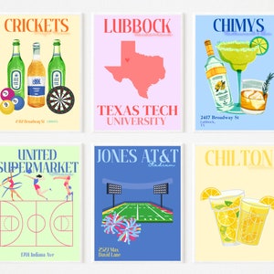 Texas Tech University - Preppy Digital Prints - SET OF 6