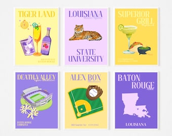 Yellow and Purple Louisiana State University Prints - 6 Digital Prints - Digital Download