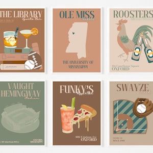 Ole Miss - University of Mississippi Earth tones Digital Prints - SET OF 6