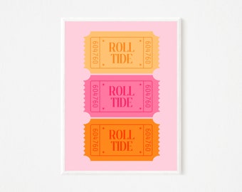University of Alabama PINK and ORANGE Preppy Digital Print - Roll Tide - Tickets